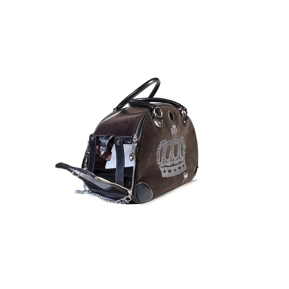RARE Vintage Juicy Couture Dog Carrier Brown Velour Medium Size